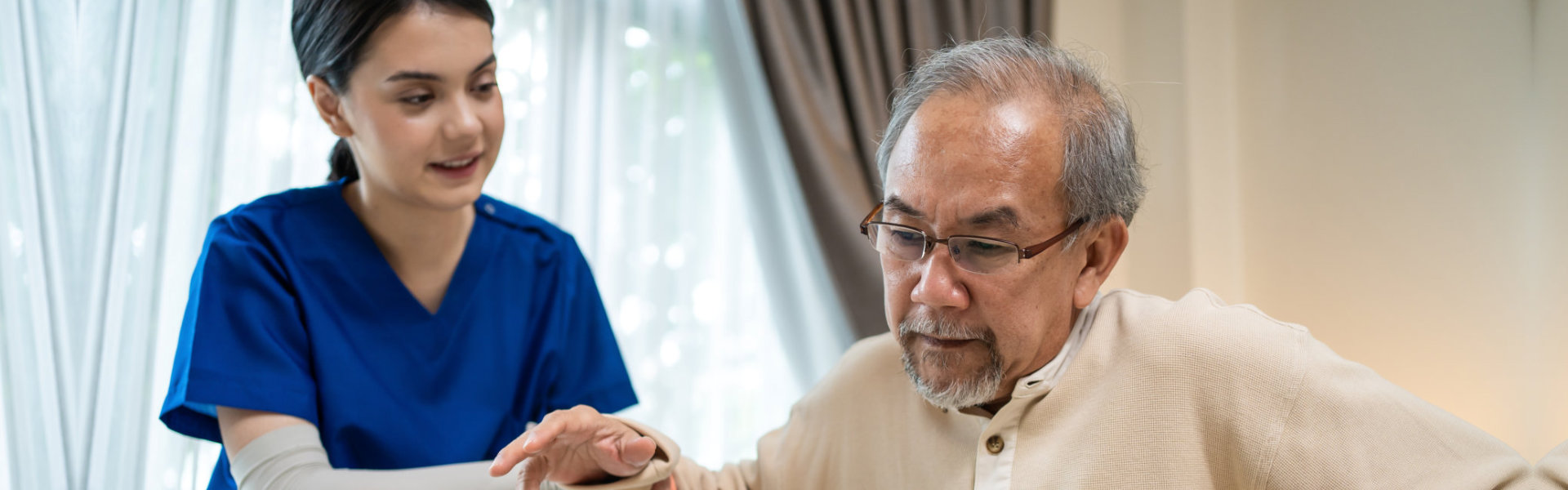 caretaker assessing elderly